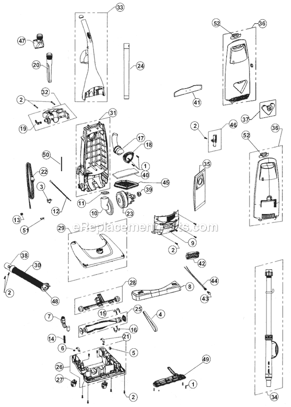 Page A Diagram and Parts List for M086325C  Dirt Devil Upright Vacuum